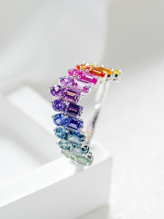 Rainbow Sapphire 18k Gold Ring (Item No. SA122）