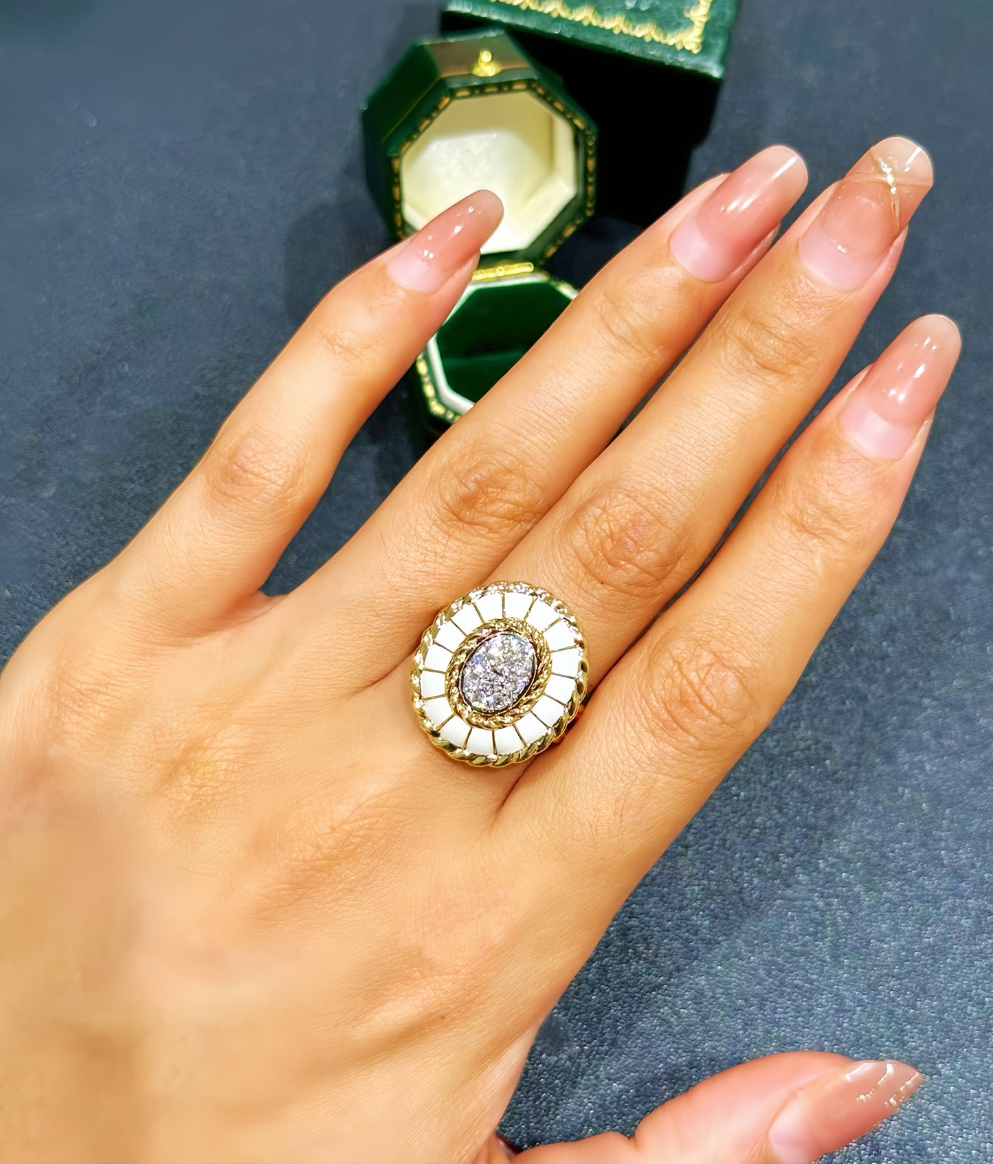 Enamel 18k Gold Diamond Ruby Ring (Item No. VT452）