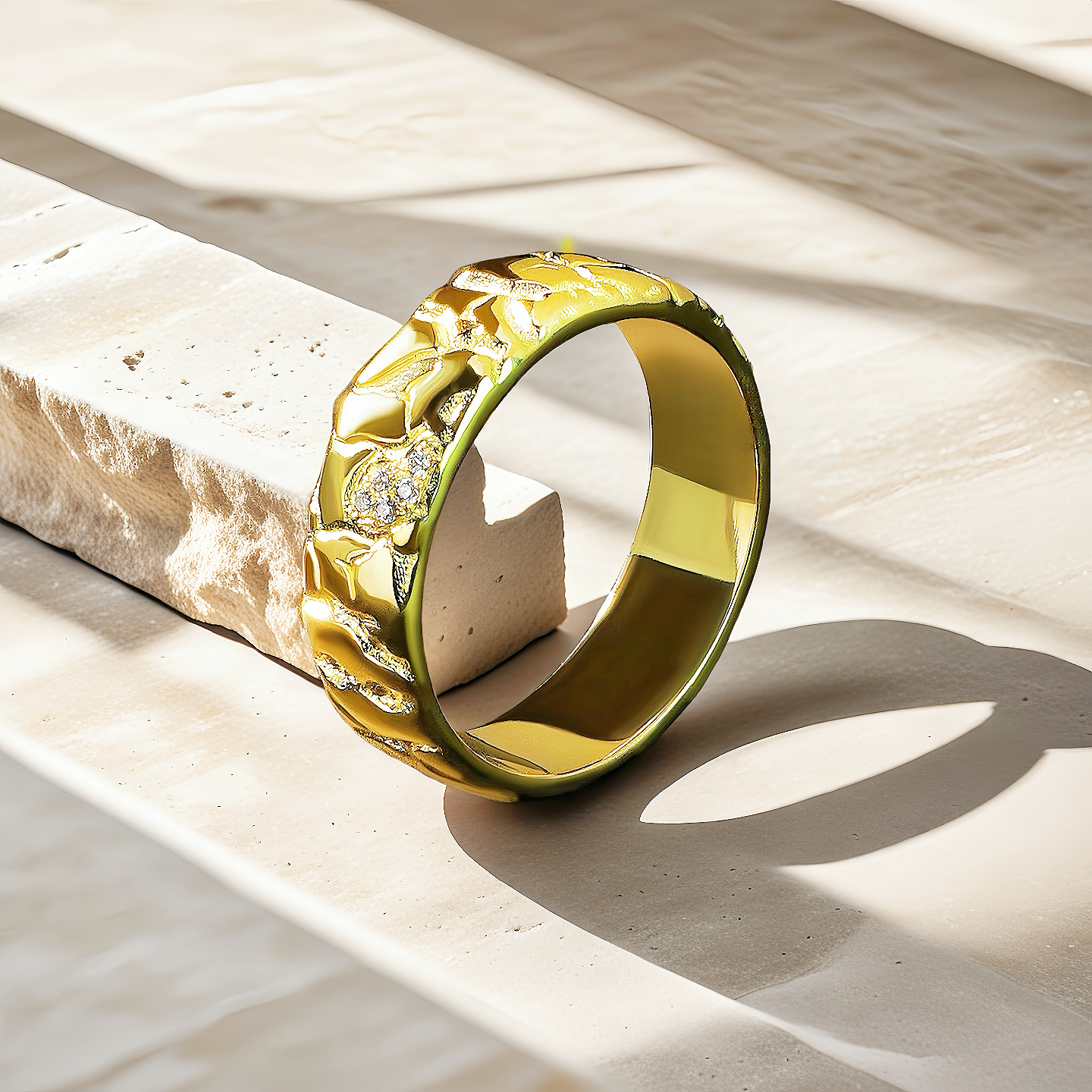 Cracking Stone Diamond 925 Sterling Silver/9k/14k/18k Gold Ring (Item No. GR0007）