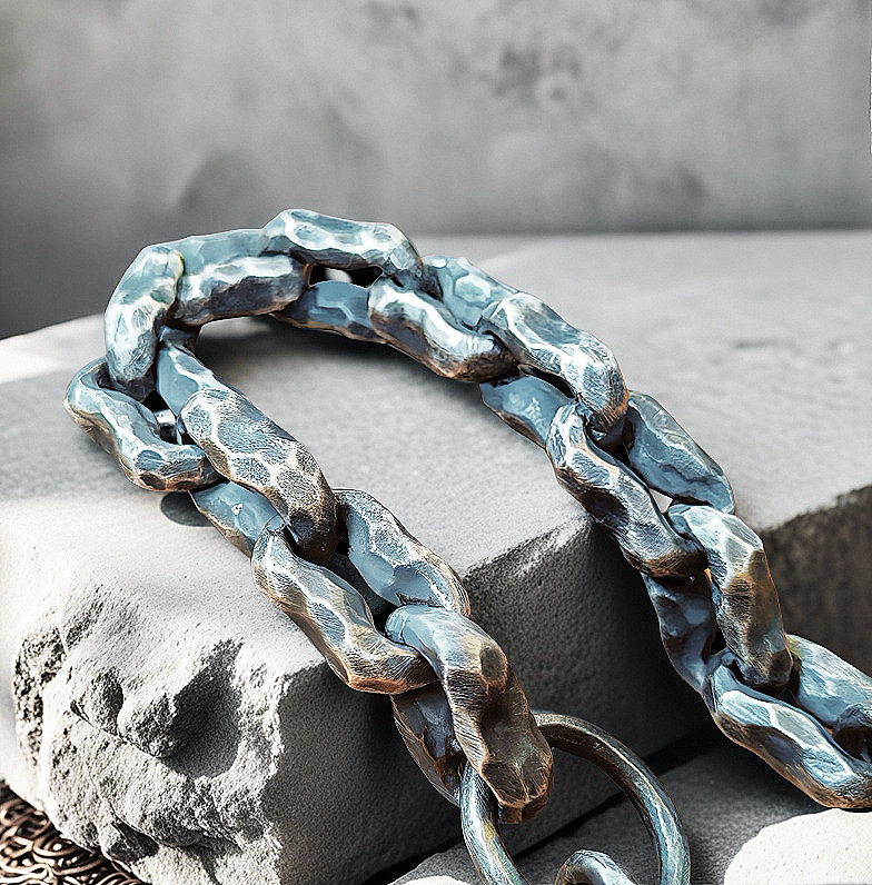 Heavy Metal Hammered Silver Bracelet Oxidized (Item No.B0608)