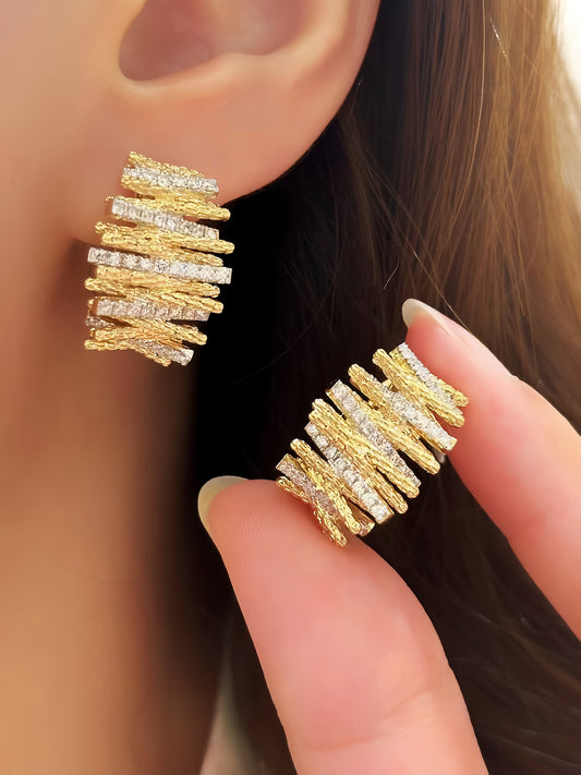 Vintage 18k Gold Diamond Earring (Item No. VT213）