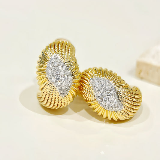 Vintage 18k Gold Diamond Earring (Item No. VT409）