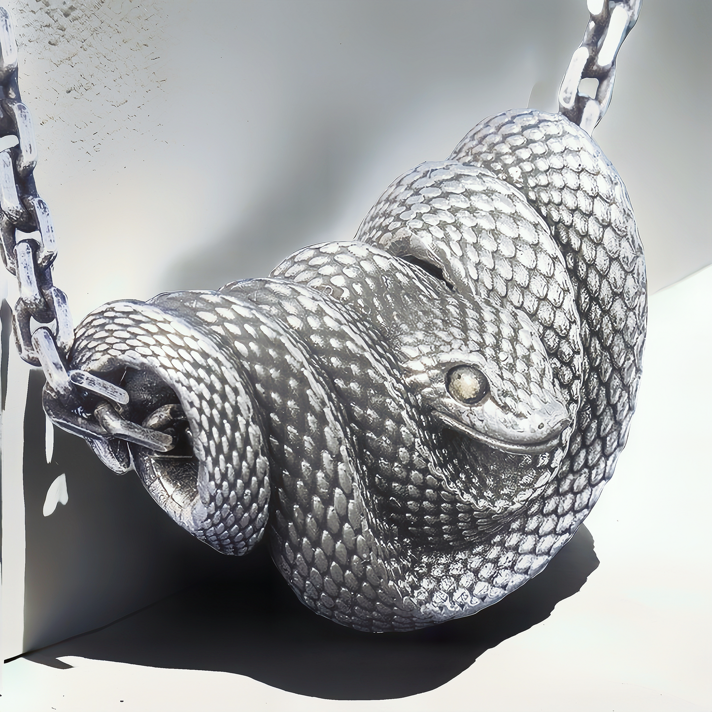 Coiling Snake Silver Pendant (Item No. P0008)