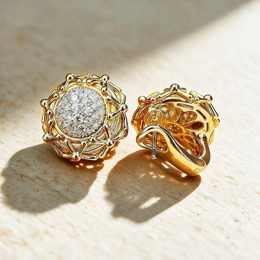 Sun Flower 18k Gold Diamond Earing (Item No. VT143）