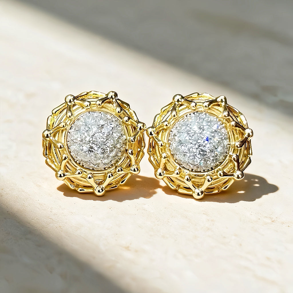 Sun Flower 18k Gold Diamond Earing (Item No. VT143）
