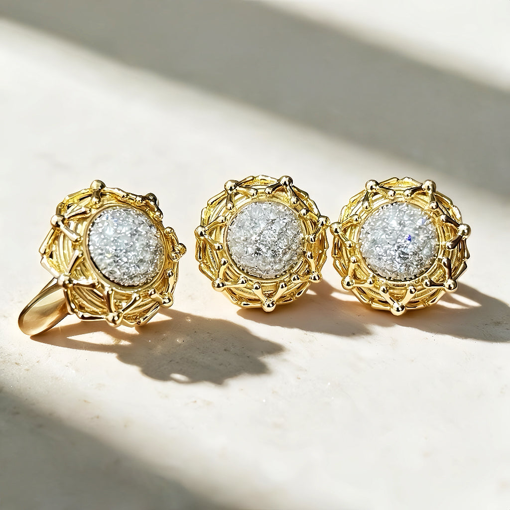 Sun Flower 18k Gold Diamond Earing (Item No. VT143）