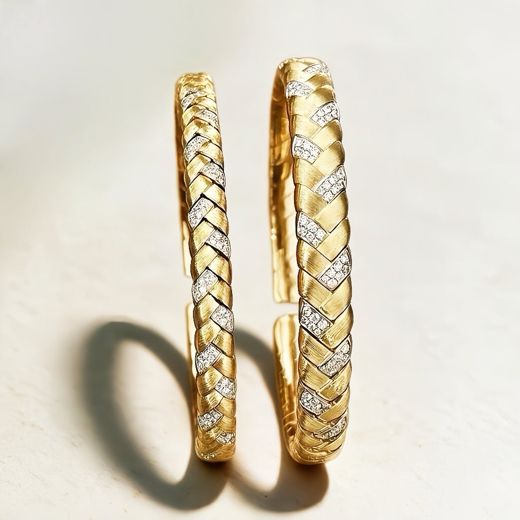 Vintage Rigato Engrave 18k Gold Diamond Bracelet (Item No. VT002）