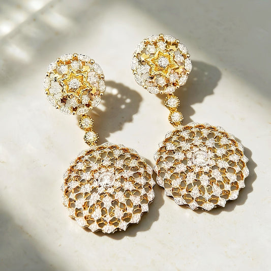 Vintage 18k Gold Diamond Earring (Item No. VT236）
