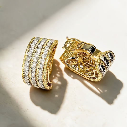 Vintage 18k Gold Diamond Earring (Item No. VT018）
