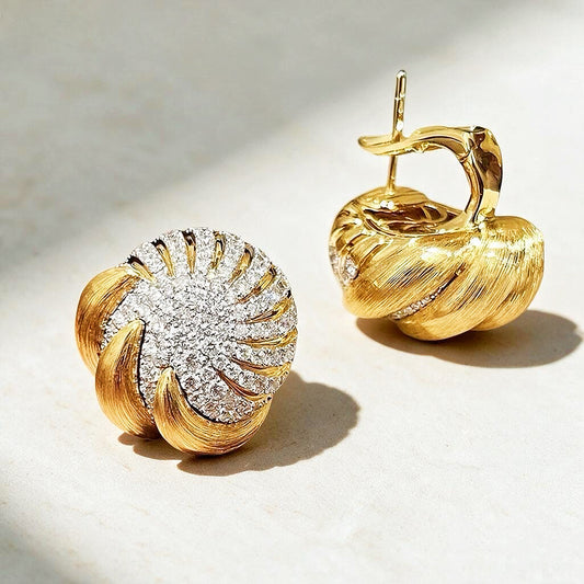 Vintage 18k Gold Diamond Earring (Item No. VT013）