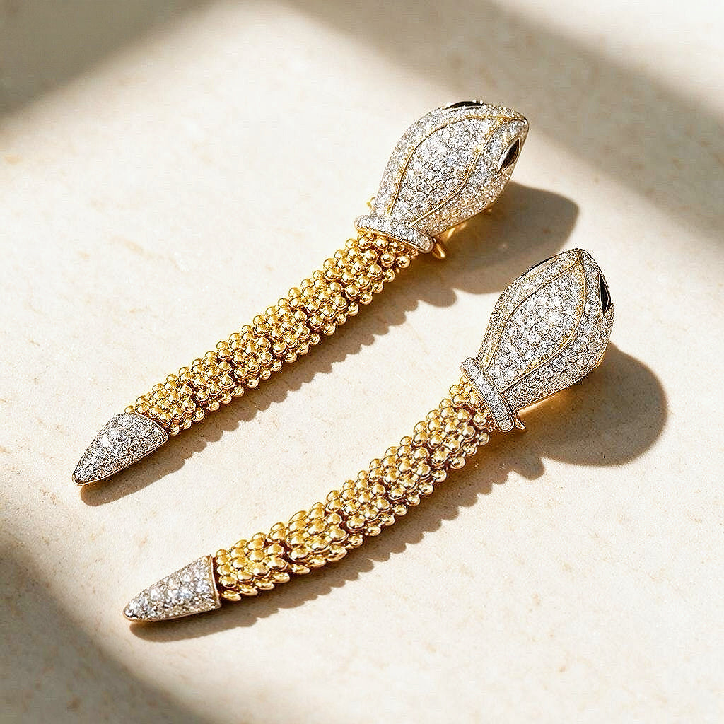 Snake 18k Gold Diamond Earring (Item No. VT336)