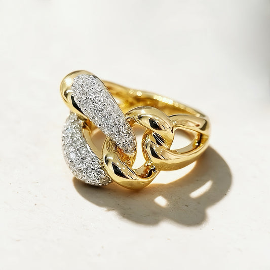 Vintage Cuban 18k Gold Diamond Ring (Item No. VT140）