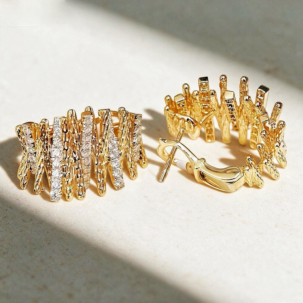 Vintage 18k Gold Diamond Earring (Item No. VT213）