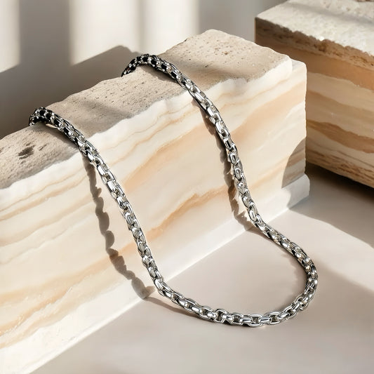 Oval Link Silver Necklace Chain (Item No. TDNS0005）
