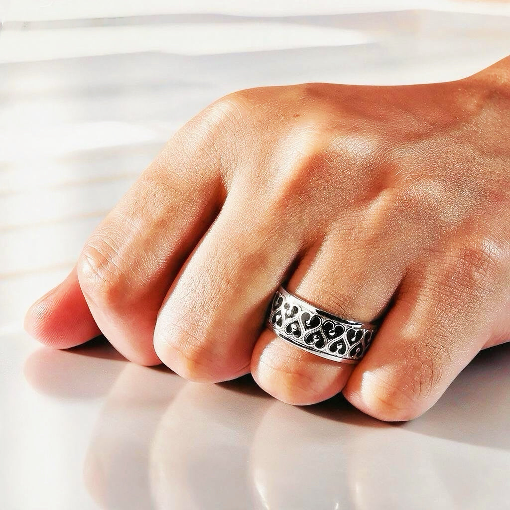 Enamel Greek Key Silver Ring (Item No. TDRS0002）