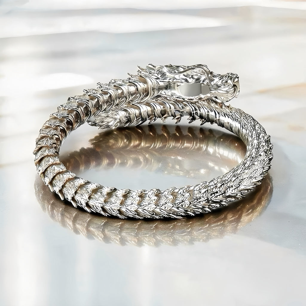 Dragon Elastic Silver Bracelet (Item No. TDBS0001）