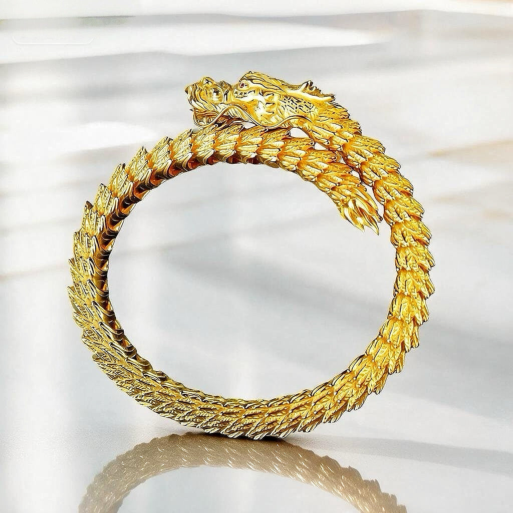 Dragon Elastic 9k/14k/18k Gold Bracelet (Item No. TDBG0001）