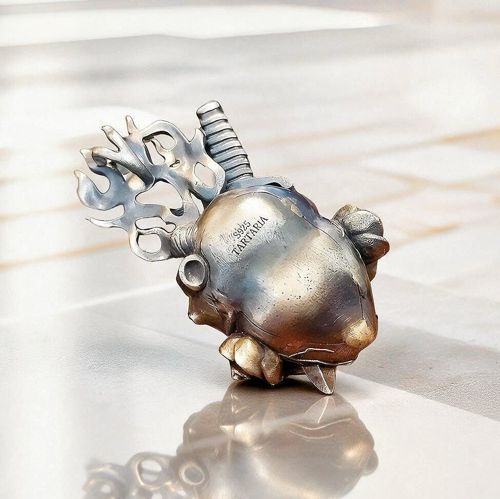 Heart & Rose Silver Pendant (Item No. SC034)