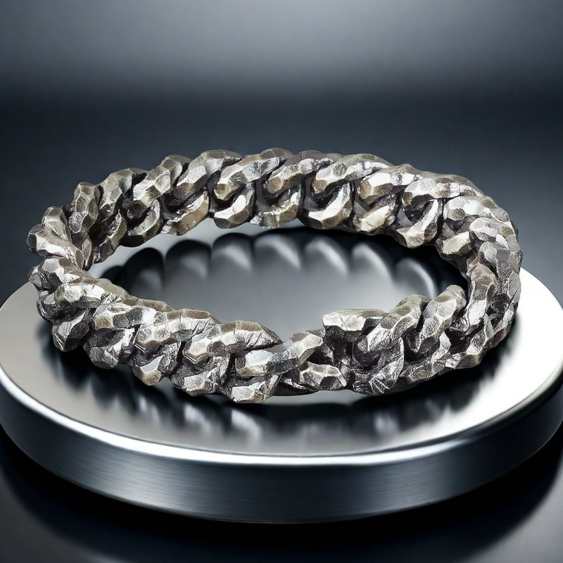 Heavy Metal Hammered Silver Bracelet  (Item No. B0611 )