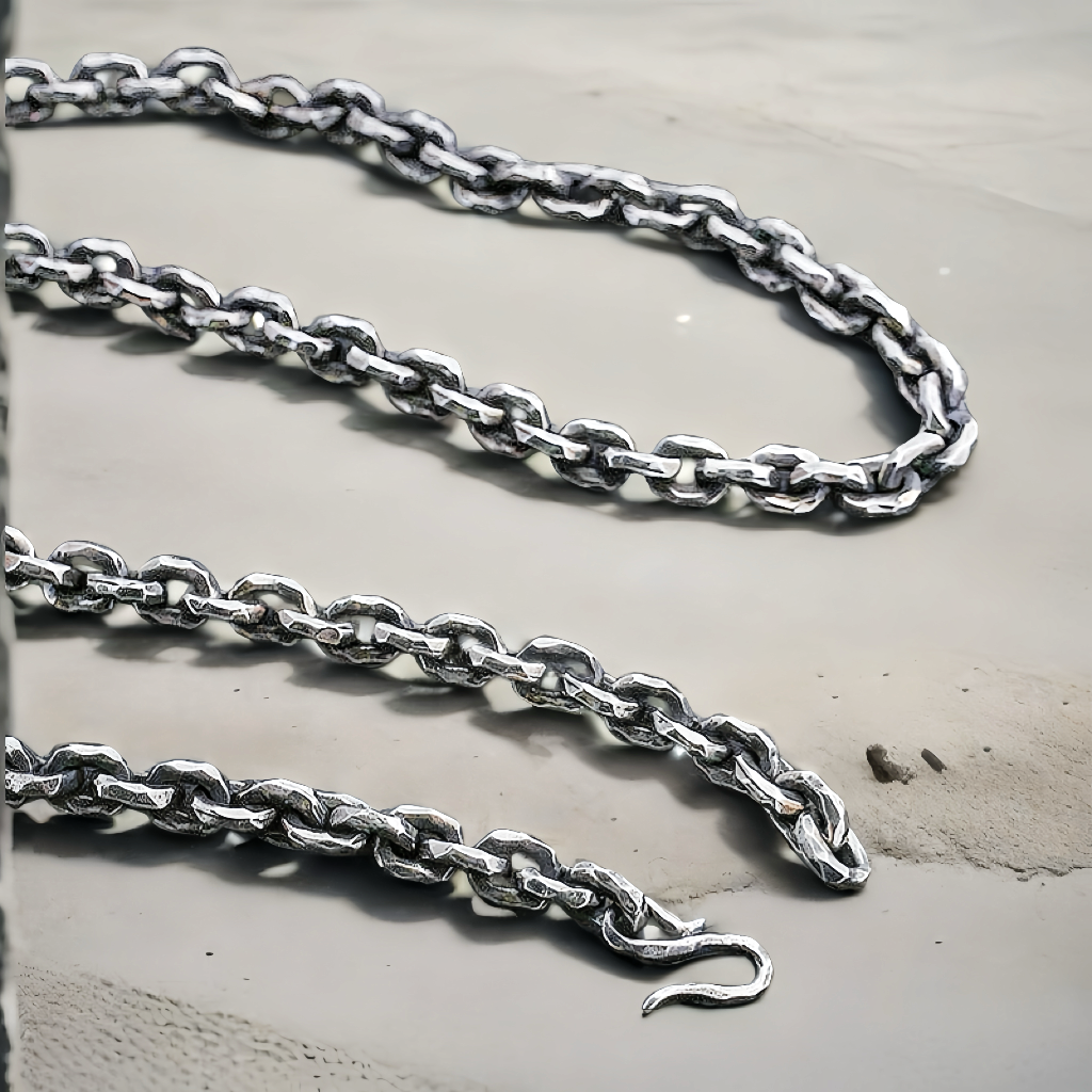 6mm Hammered Silver Necklace Chain （Item No. N0091)