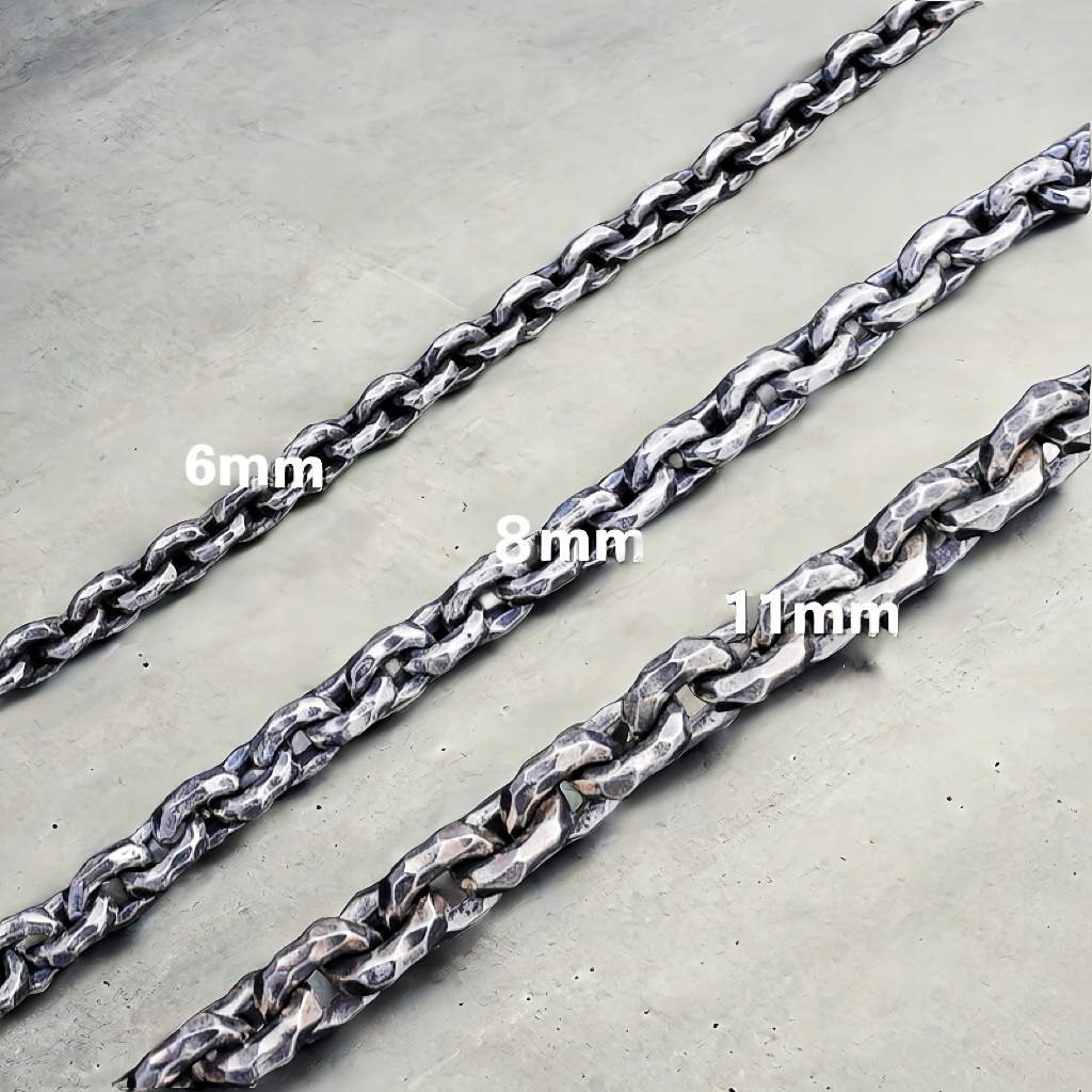 6mm Hammered Silver Necklace Chain （Item No. N0091)