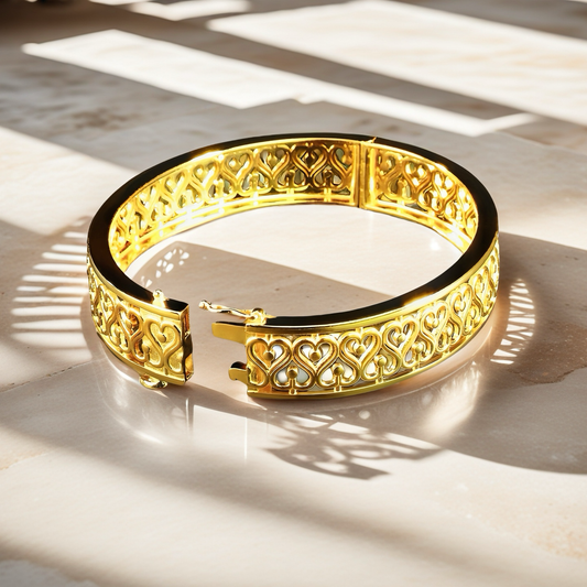 Greek Key Hollow Sterling Silver/9k/14k/18k Gold Bangle(Item No. GB0016）