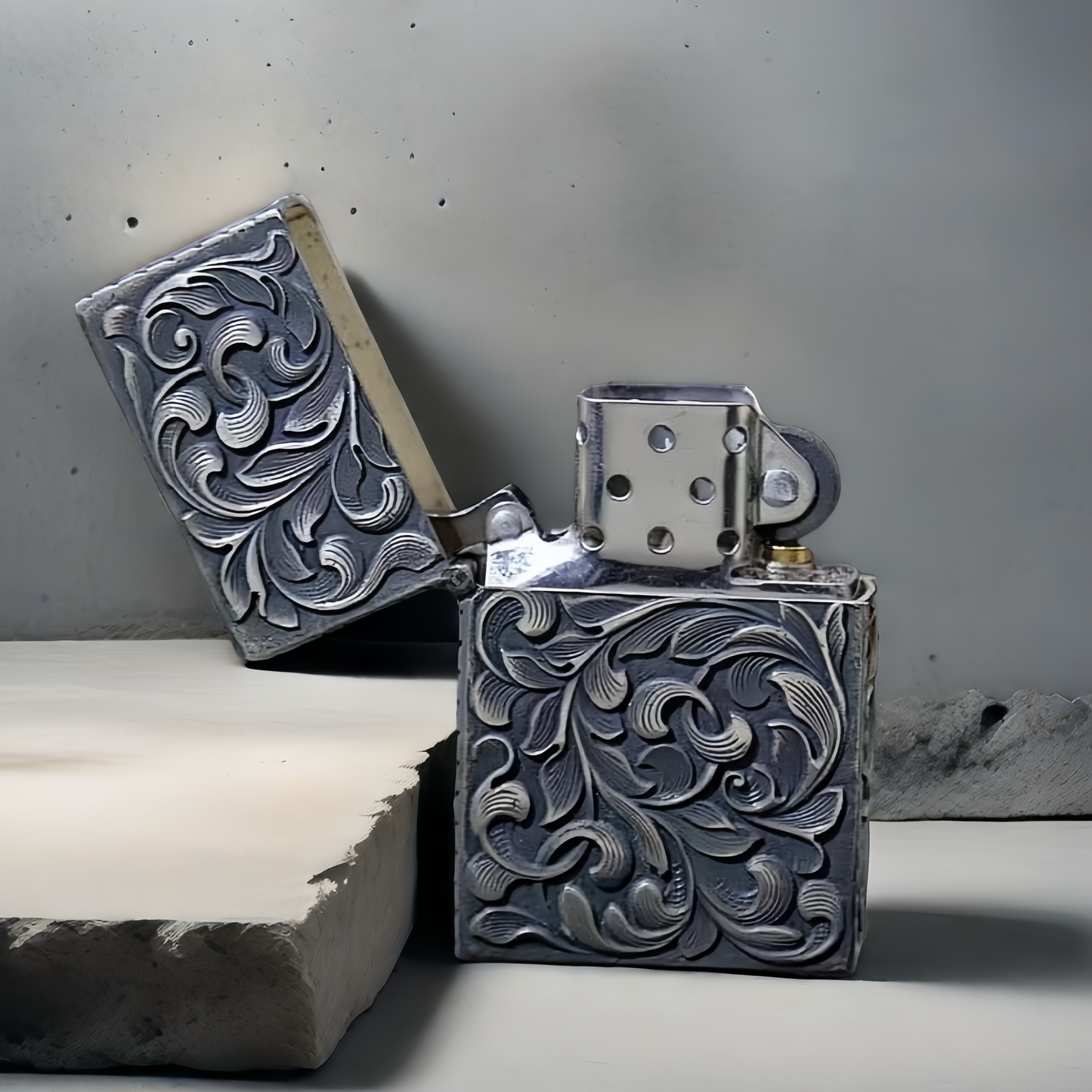 Vintage Flower Silver Zippo Lighter Case  (Item No. L0003)