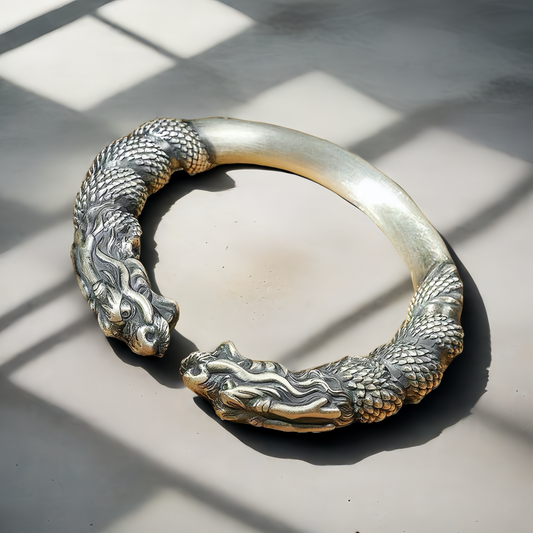 Double Dragon Silver Bangle (Item No. B0097)