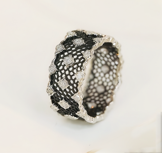 Vintage Black Lace Platinium Gold Diamond Ring (Item No. VT042）