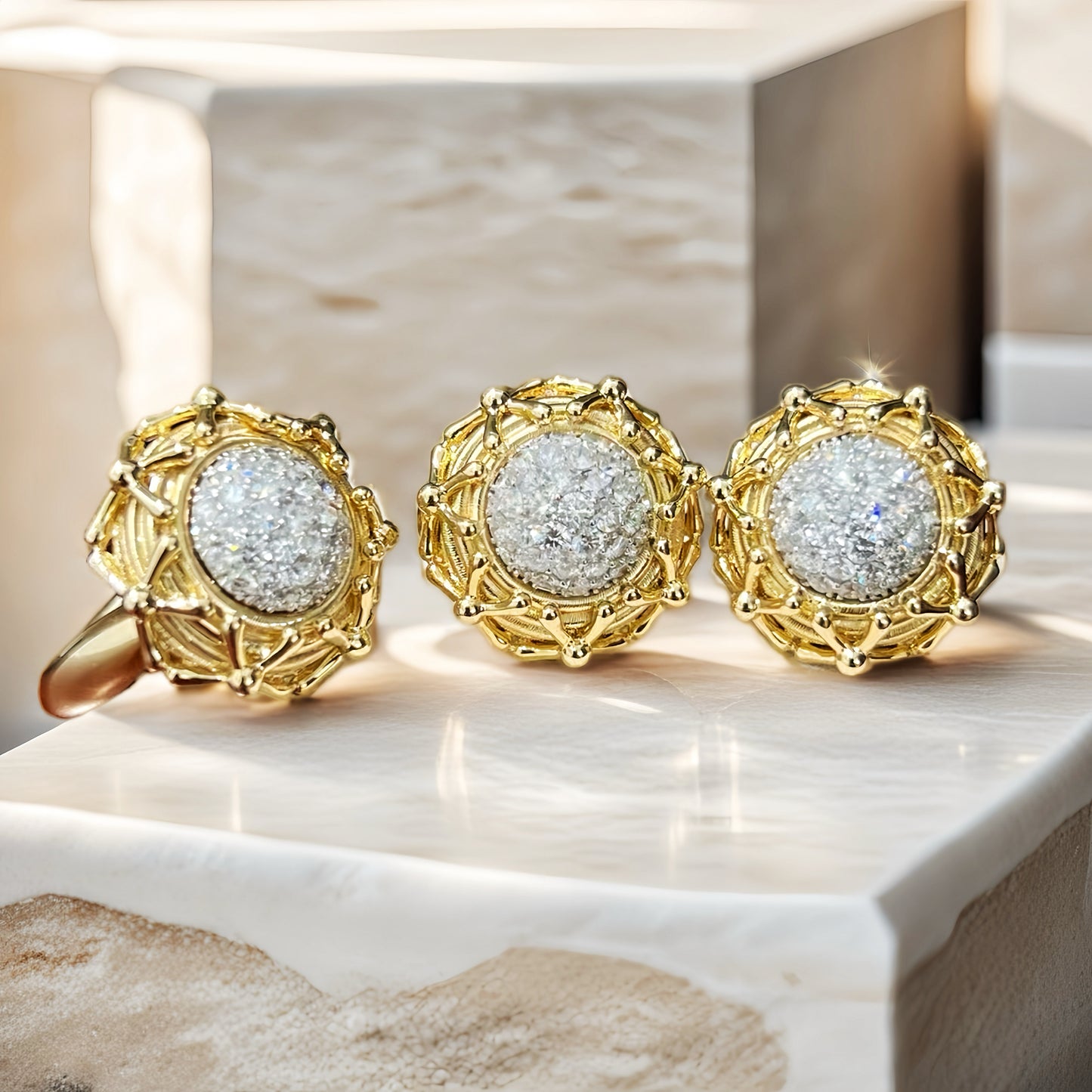 Sun Flower 18k Gold Diamond Ring (Item No. VT143）