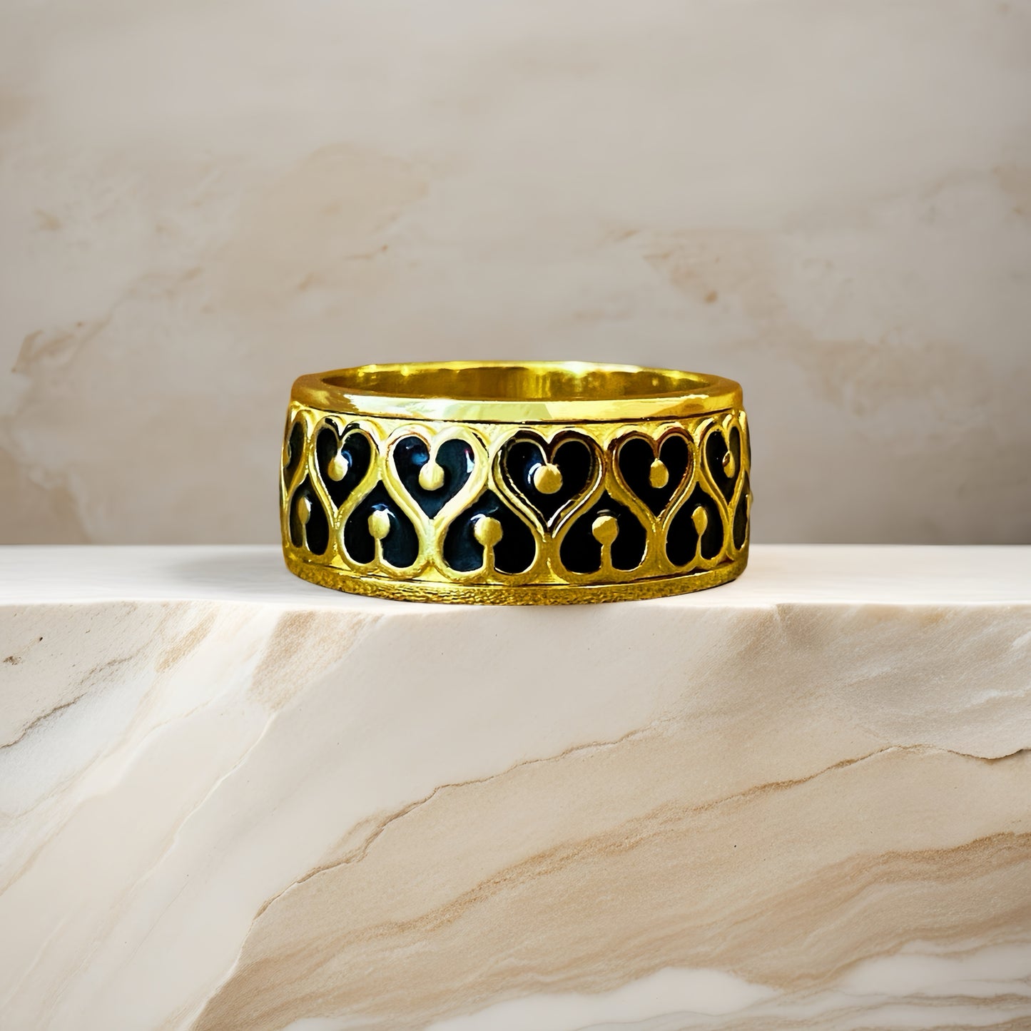 Rotatable Enamel Greeky Key Sterling Silver/9k/14k/18k Gold Ring (Item No. GR0002）