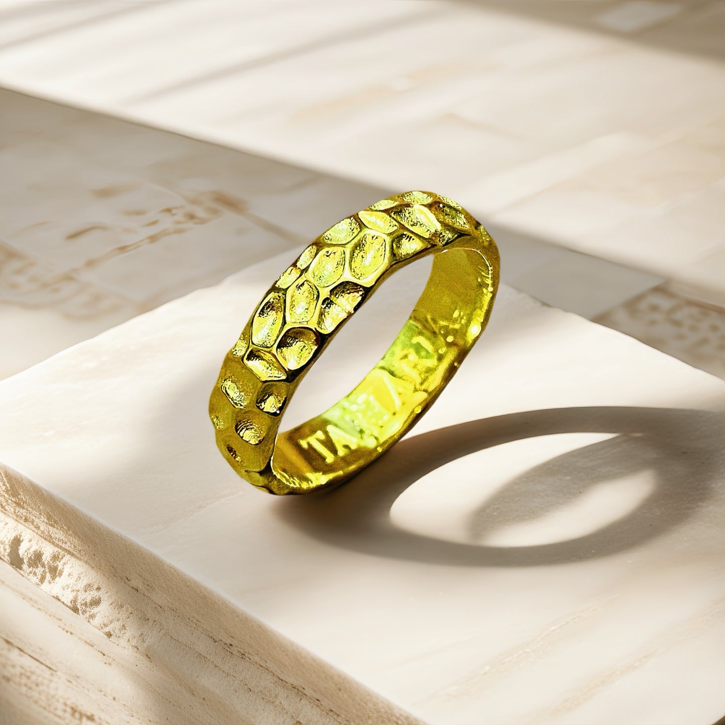 Hammered Sterling Silver/9k/14k/18k Gold Ring (Item No. GR0005）