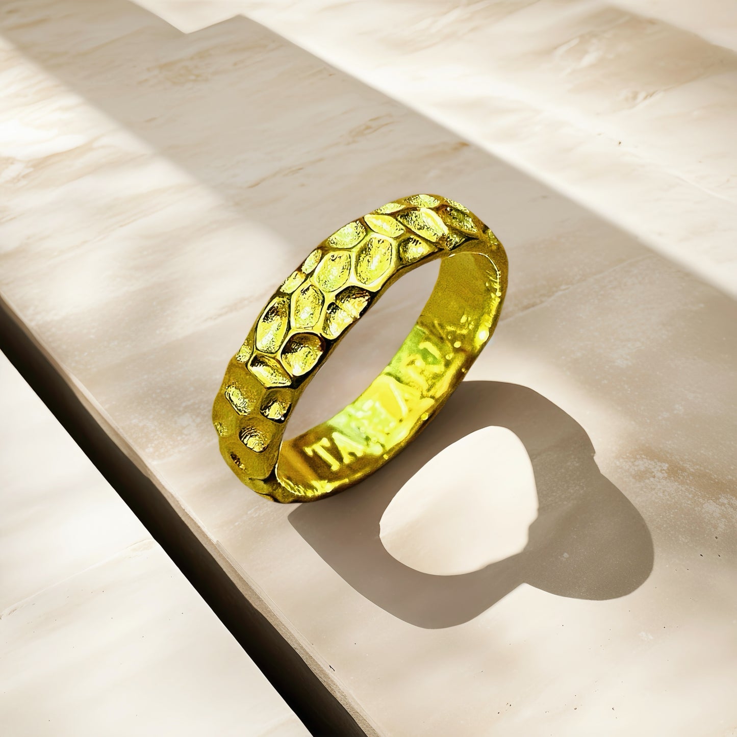 Hammered Sterling Silver/9k/14k/18k Gold Ring (Item No. GR0005）