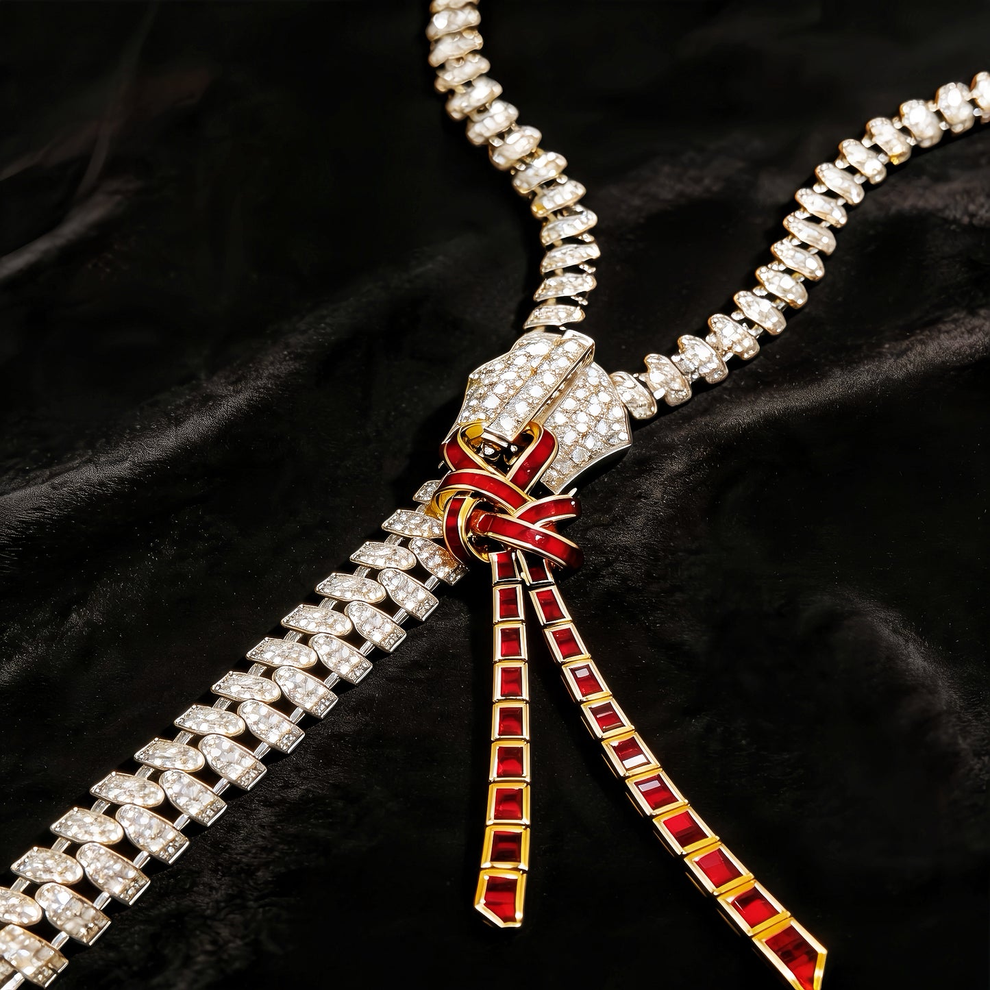 Vintage Zip 18k Gold Diamond Ruby Necklace (Item No. VT211）