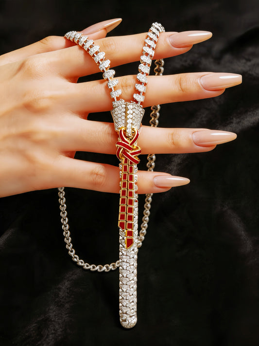 Vintage Zip 18k Gold Diamond Ruby Necklace (Item No. VT211）