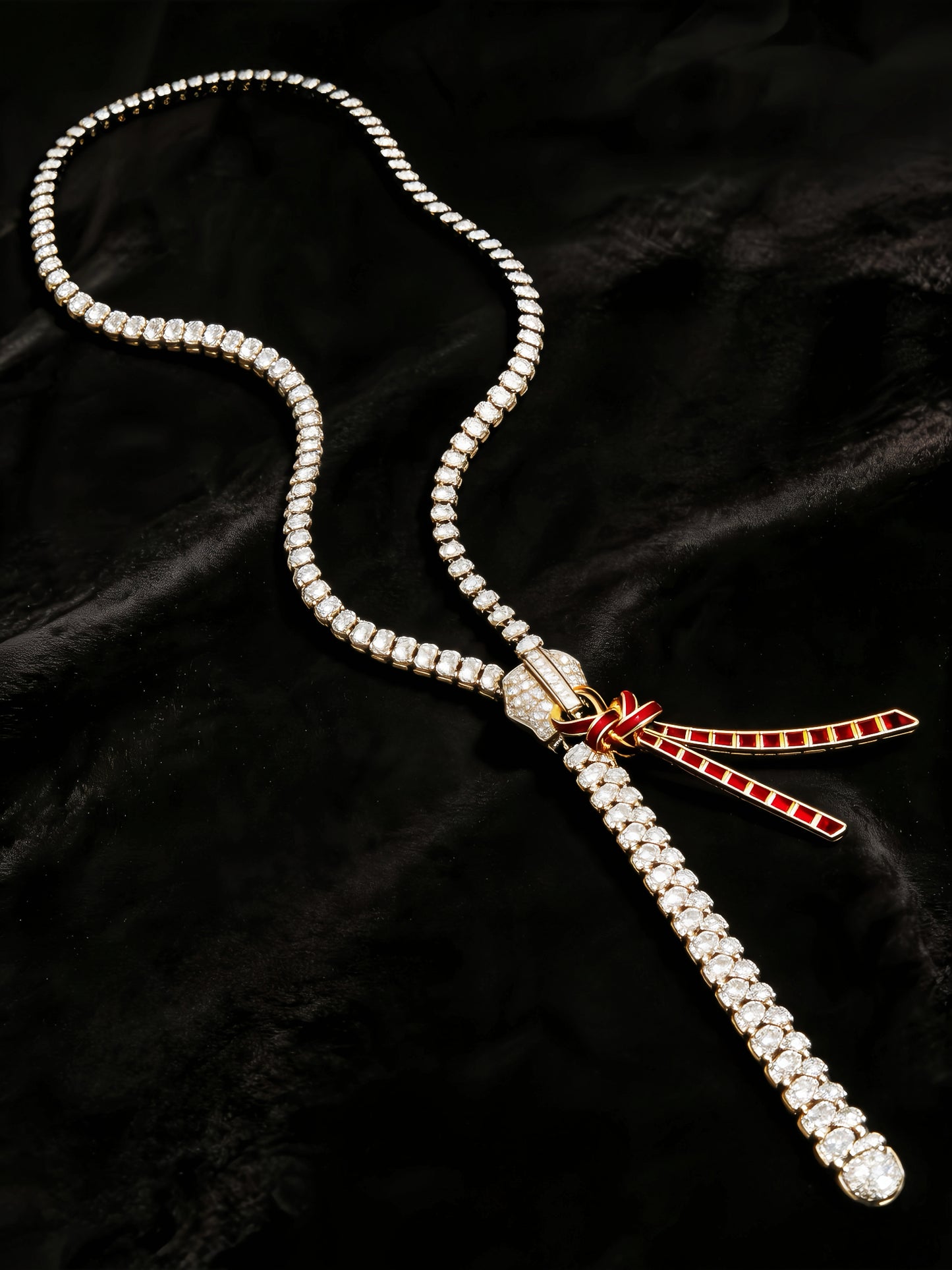 Vintage Zip 18k Gold Diamond Ruby Necklace (Item No. VT211）
