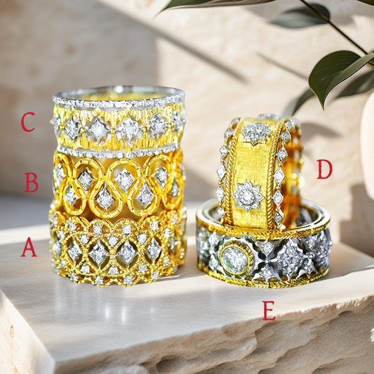 GuipureLace Vintage 18k Gold Diamond Ring (Item No. VT026）