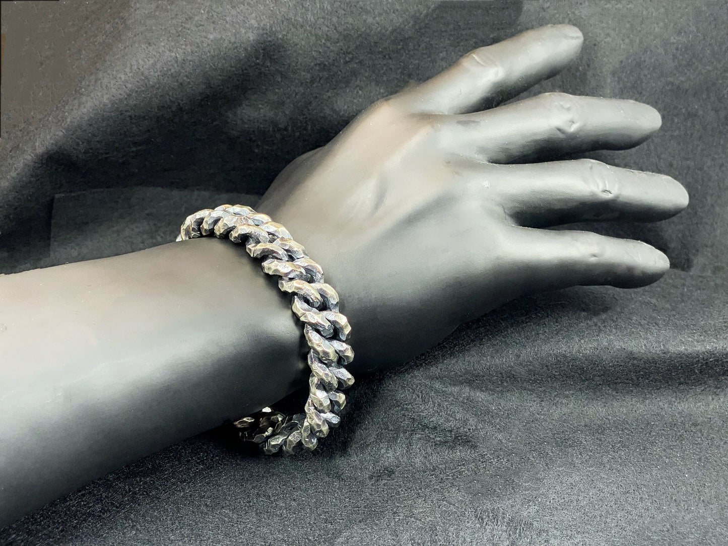 Heavy Metal Hammered Silver Bracelet  (Item No. B0611 )