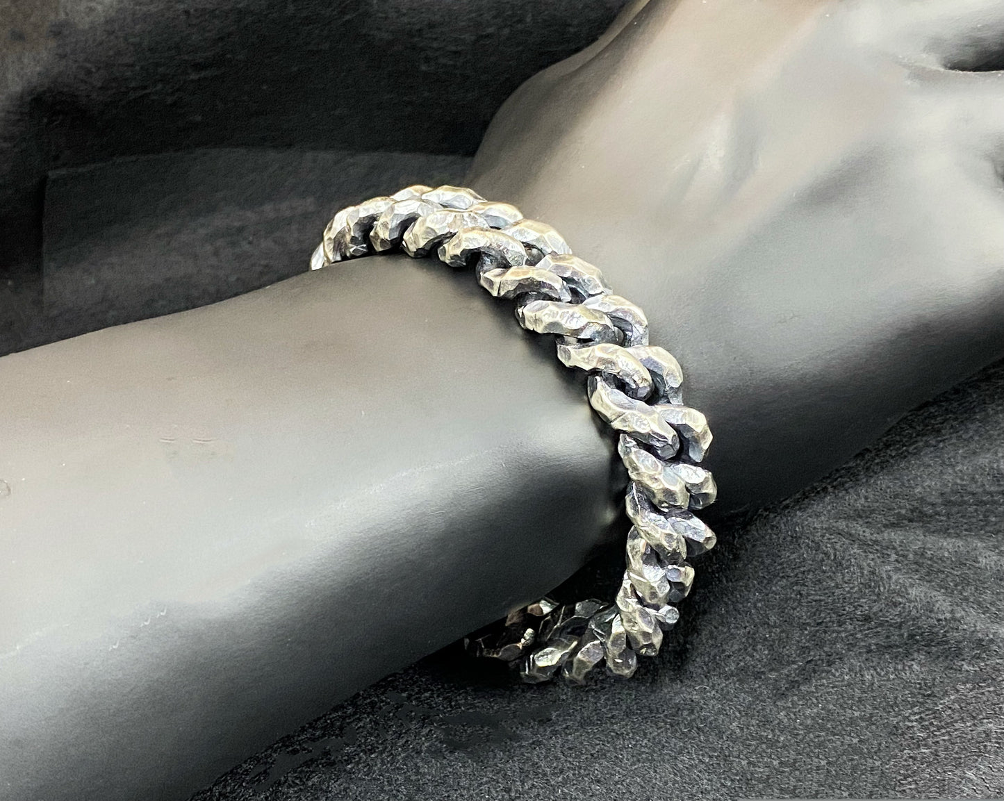 Heavy Metal Hammered Silver Bracelet  (Item No. B0611 )