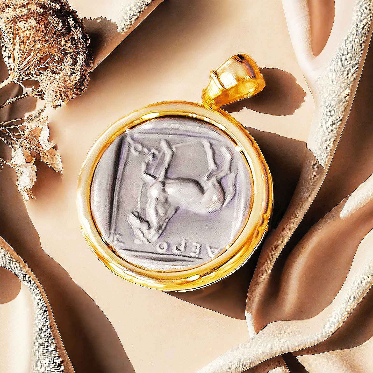 Macedonia Apollo With Horses Ancient Greek Coin Medallion 18K Gold Pendant (Item No. COIN025）