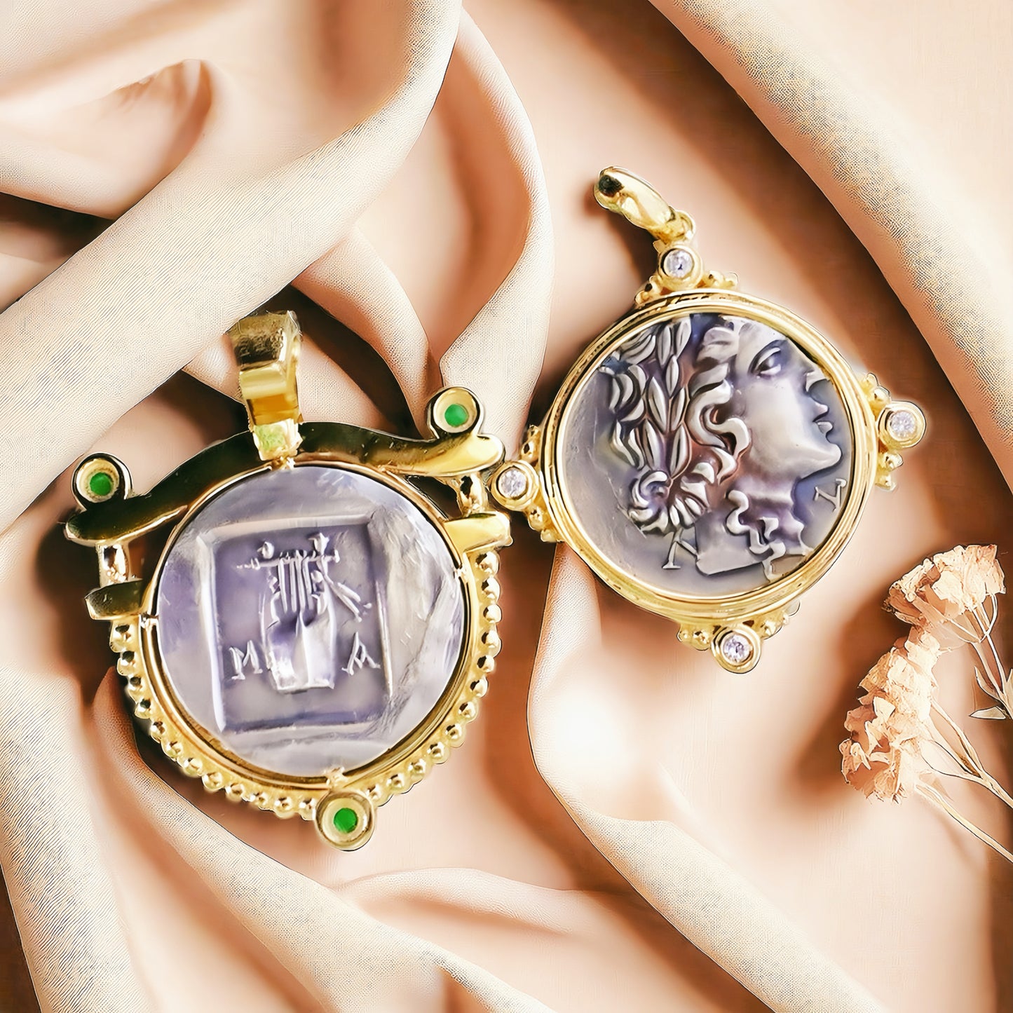 Apollo God of the Sun Ancient Greek Coin Medallion 18K Gold Collection (Item No. COIN036）