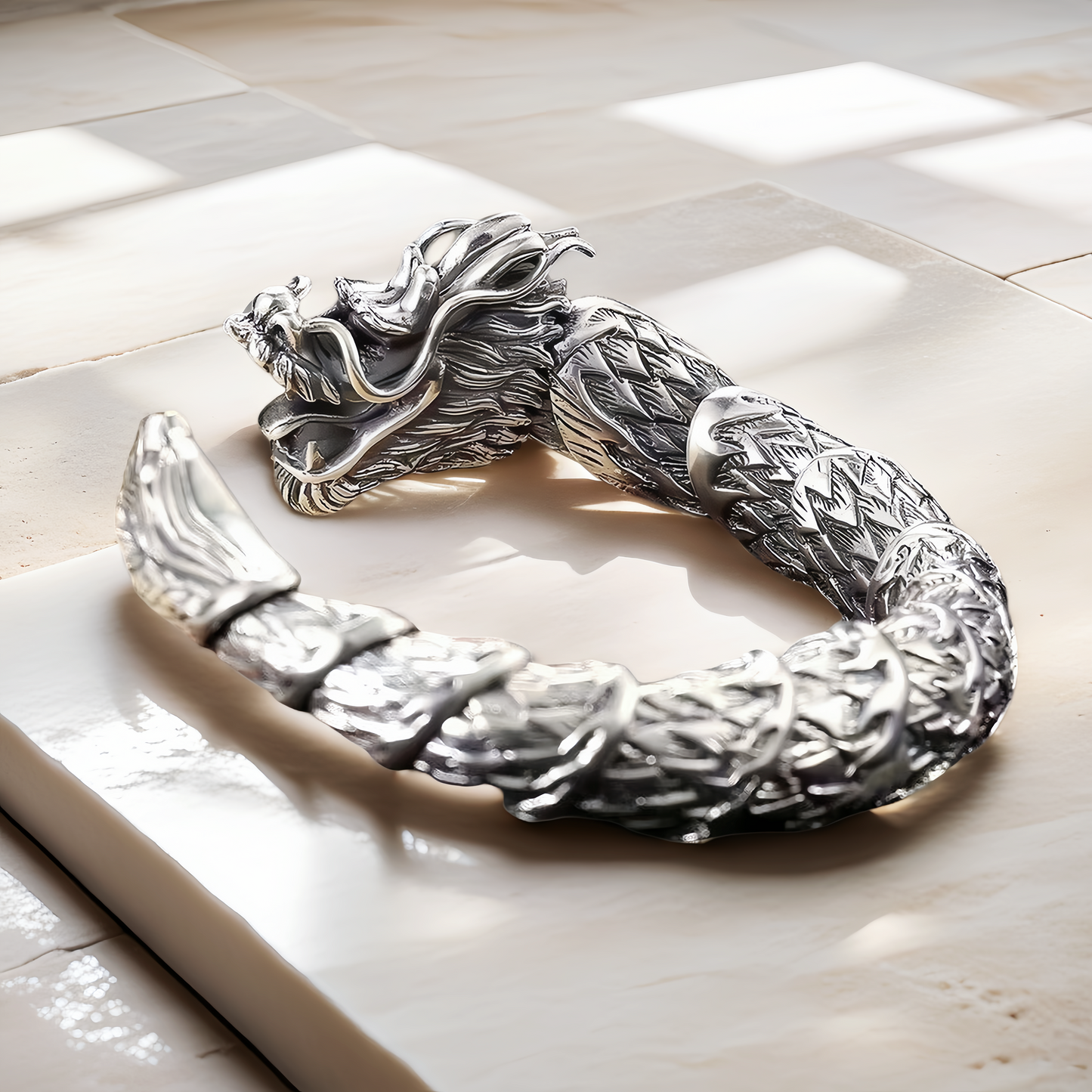 Flying Dragon Silver Bangle  (Item No. B0122)