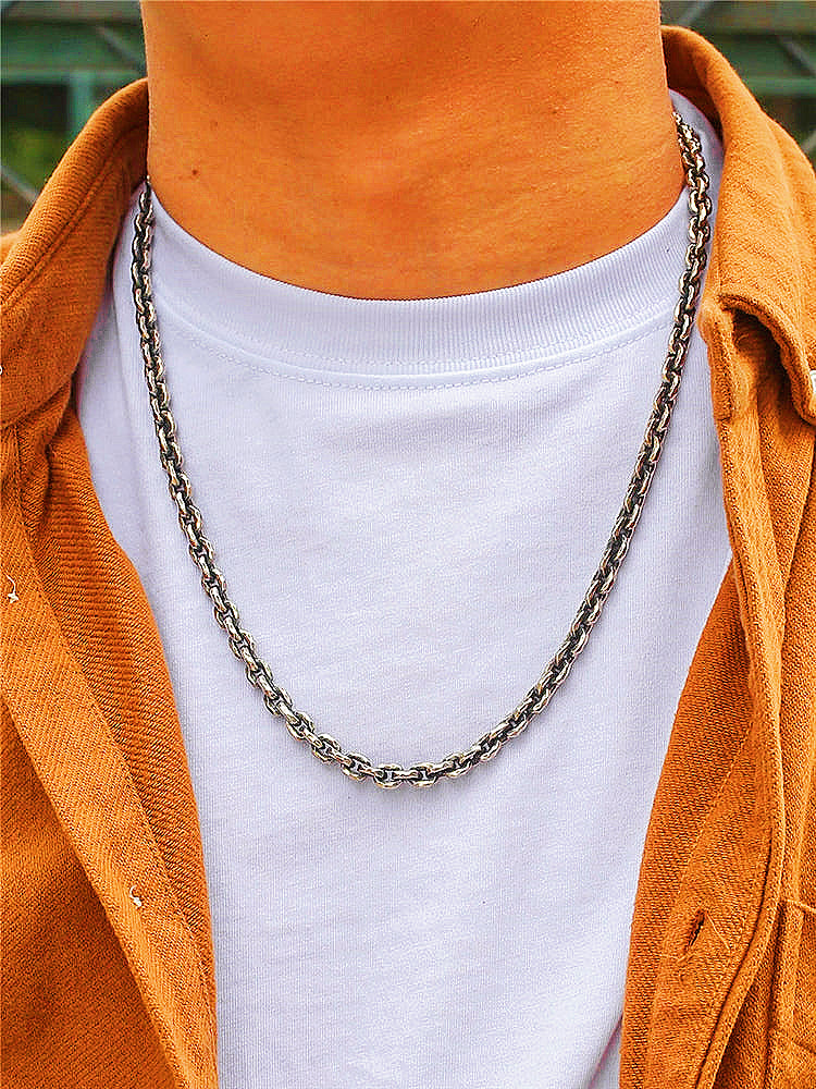 6mm Hammered Silver Necklace Chain （Item No. N0091)