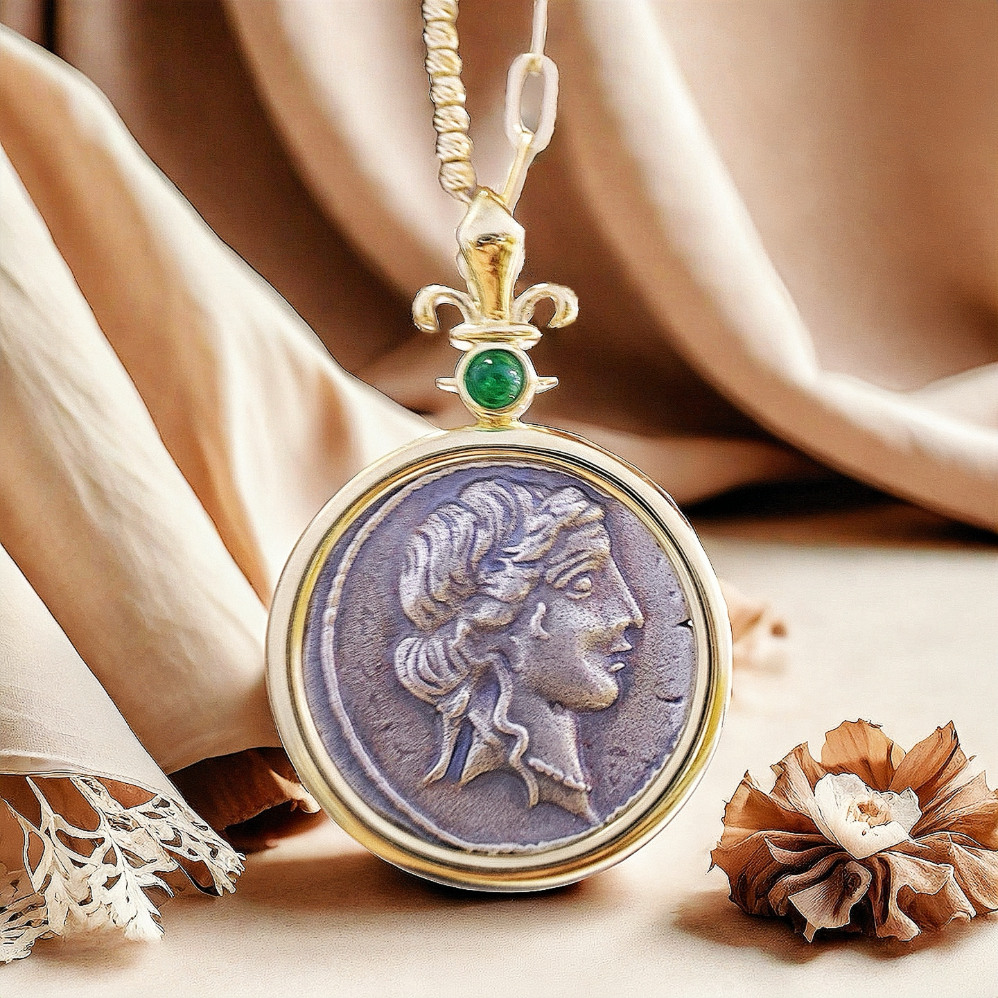 Venus Ancient Greek Coin Medallion 18K Gold Pendant (Item No. COIN022）