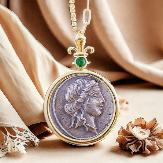 Venus Ancient Greek Coin Medallion 18K Gold Pendant (Item No. COIN022）