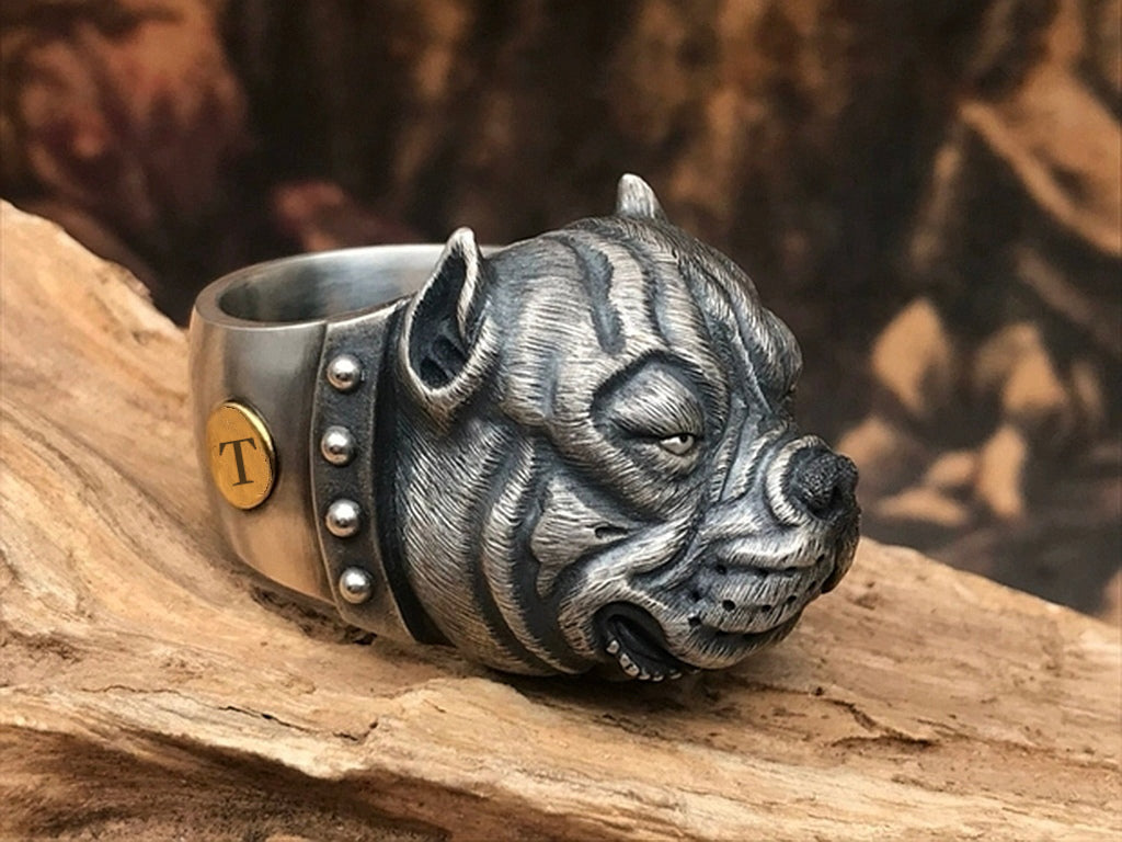 Bull Dog Silver Ring (Item No. R0110) Tartaria Onlinestore