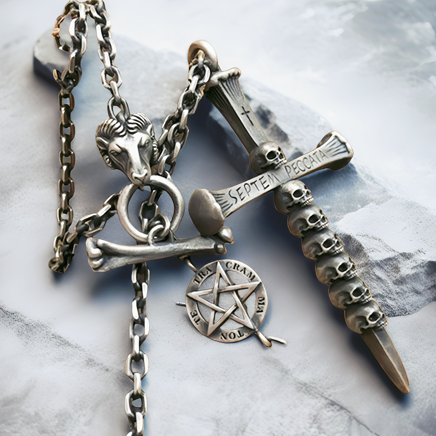 Skull & Cross Silver Pendant (Item No. SC020)