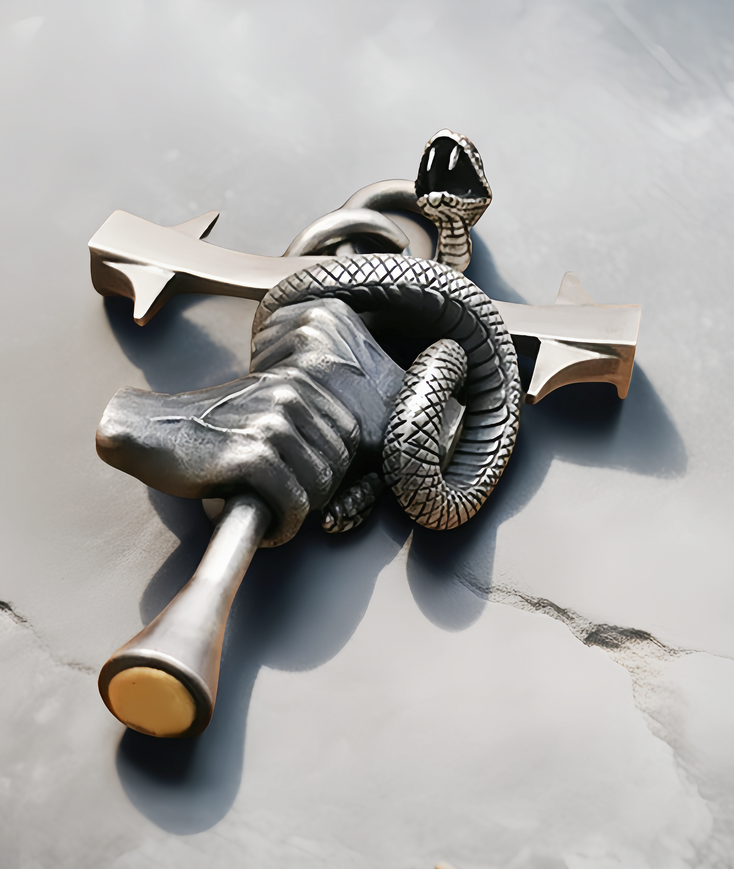 Snake Fist Cross Silver Pendant (Item No. SC016)