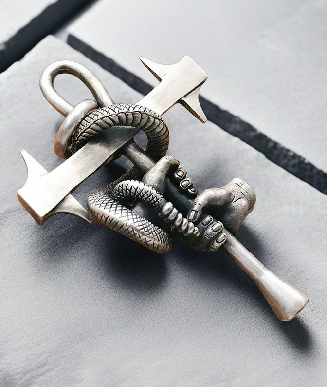 Snake Fist Cross Silver Pendant (Item No. SC016)