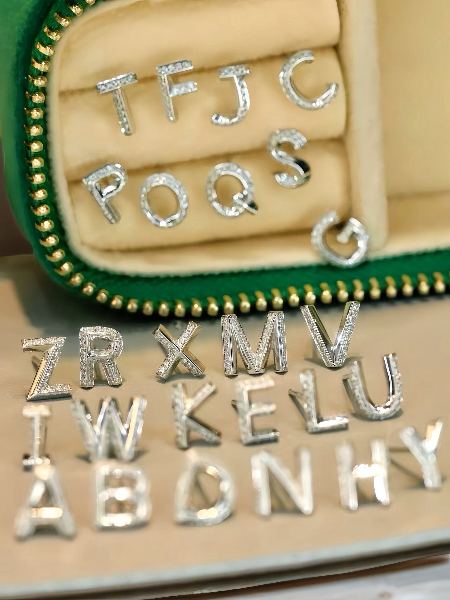 Alphabet Letters 18k Gold Diamond Earring (Item No. VT196）